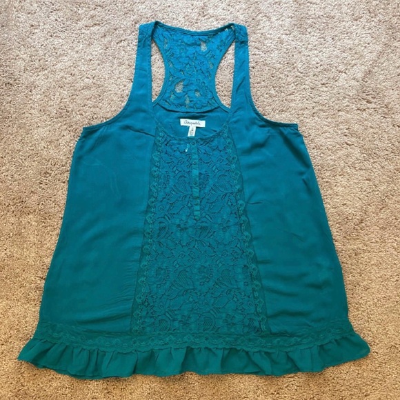 Aeropostale Women’s Top Size Medium Turquoise Open Knit  Flowy Sleeveless - Picture 9 of 16